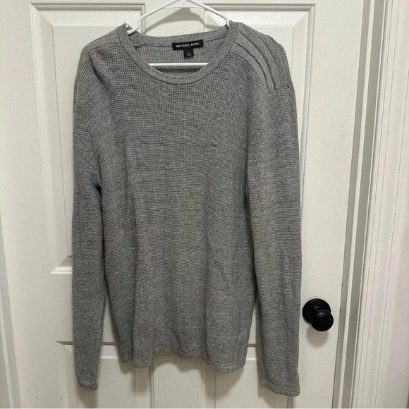 Michael Kors Mens Gray Crewneck Wool Blend Sweater Size Large
